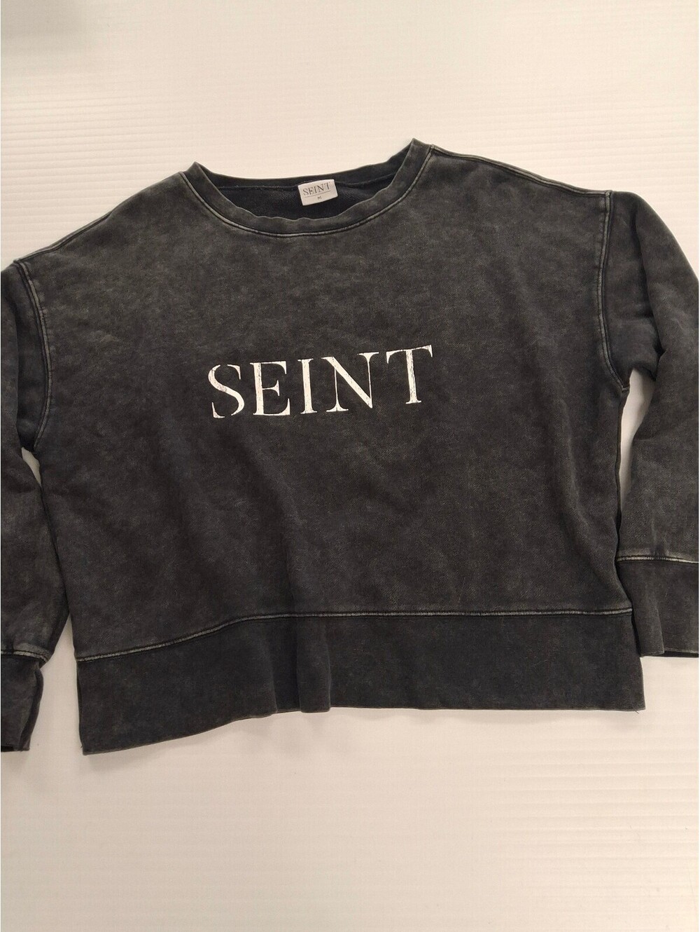 SEINT Black Washed Cotton Sweatshirt Size M